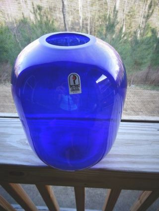 Vintage Pilgrim Art Glass Cobalt Blue VASE w/ 9 