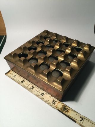 Rare Vintage Cigar Ashtray Brass Top And Copper Base.  Unique Industrial Design