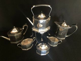 Reid & Sons English Sterling Silver Tea Set 1920 ' s Art Deco - GORGEOUS 2