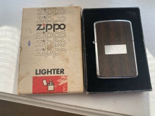 Vintage Zippo Double Sided Faux Wood Grain Lighter Blank Monogram Panel