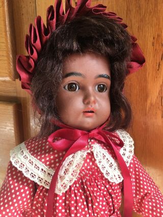 Rare 18” Kammer Reinhardt Black Brown Bisque Antique Doll Simon Halbig Aa