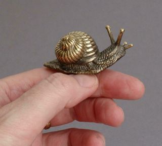 Vintage Brass Life - Sized Garden Snail Miniature Sculpture Gastropod