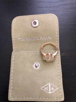 Van Cleef & Arpels 18k Yellow Gold Diamond Mother Of Pearl Vintage Alhambra Ring