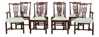 L49462ec: Set Of 8 Hickory Chair Co Mahogany Chippendale Dining Room Chairs