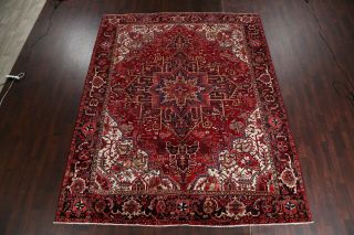 Vintage Geometric Red 10x12 Heriz Serapi Area Rug Oriental Carpet 2