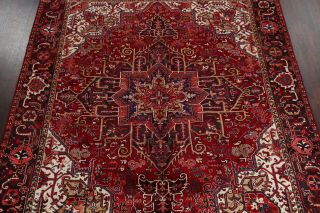 Vintage Geometric Red 10x12 Heriz Serapi Area Rug Oriental Carpet 3