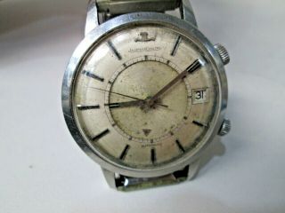 Vintage Jaeger Lecoultre Automatic Stainless Steel Alarm & Date Running Watch