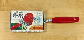 Vintage Ekco Miracle Tomato Slicer Red Handle Kitchen Utensil Mid Century