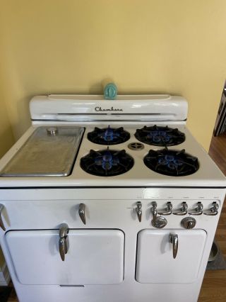 Restored Vintage Chambers Model " Cc” Style 41 White Gas Stove Great