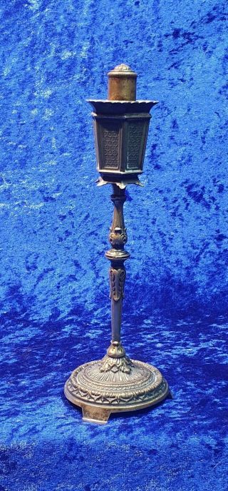 Antique Erhard & Sohne Brass Table Lighter In Form Of Victorian Lamp Post