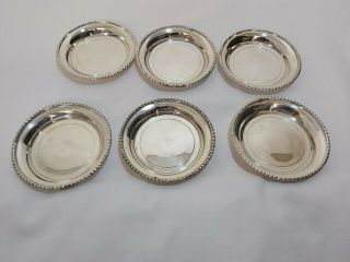 A Matching Set Of 6 Vintage Silver Plated Wine Glass Coasters.  Mirror Finish.