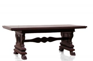 Large Antique Italian Carved Renaissance Desk Table