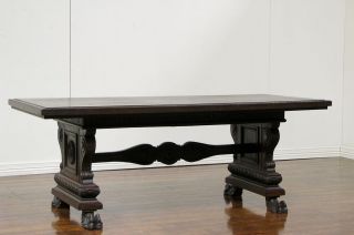 Large Antique Italian Carved Renaissance Desk Table 2