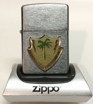 Zippo Lighter Brushed Chrome,  Desert Storm,  Operation Desert Shield,  2006,  Vgc,