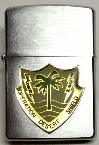 Zippo Lighter Brushed Chrome,  Desert Storm,  Operation Desert Shield,  2006,  VGC, 2