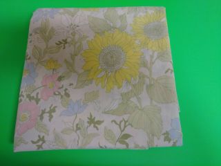 Vintage Cannon Royal Family Full Flat Sheet Floral Pink,  Blue,  Yellow Euc