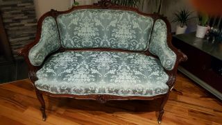Antique French Luis Xv Style Carved Settee Loveseat