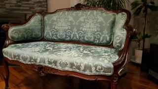 Antique French Luis xv style carved settee loveseat 2