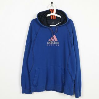 Vintage Adidas Running Big Logo Hoodie Sweatshirt Blue | Xl