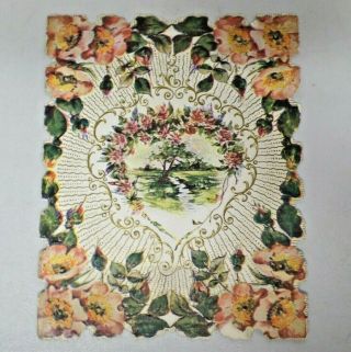 Vintage 1903 Die Cut Floral Embossed Valentine Greeting Card 6036