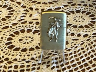 Marlboro Zippo Lighter - Country Store Solid Brass Cowboy Bucking Bronco - Unstruck