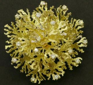 Tiffany & Co Vintage Heavy 18k Gold 1ct Vs Diamond Cluster Flower Brooch/pendant