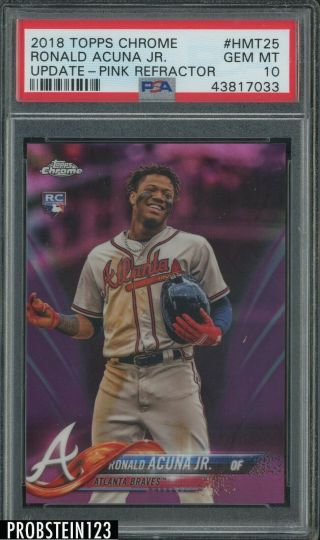 2018 Topps Chrome Update Pink Refractor Ronald Acuna Jr.  Rc Rookie Psa 10