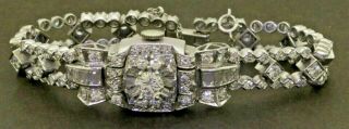 Hamilton Antique Heavy Platinum 7.  61ctw Vs1/f Diamond Flip - Top Ladies Watch