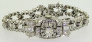 Hamilton antique heavy Platinum 7.  61CTW VS1/F diamond flip - top ladies watch 2