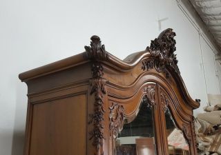 Extra Large Antique French Walnut Louis XV Armoire Wardrobe Cabinet 3