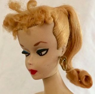 Vintage 1959 2 Blonde Barbie Doll Rare Prussian/royal Blue Eyeshadow
