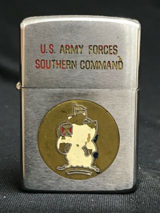 Vintage 1964 Zippo Military Lighter Us Army Forces Southern Command