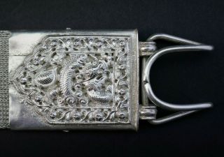 c1900,  ANTIQUE CHINESE STRAITS PERANAKAN CEREMONIAL SILVER BELT AND BUCKLE,  643G 2