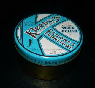 Scarce Vintage Kleen - E - Ze Floors & Furniture Wax Polish Tin With Some Contents