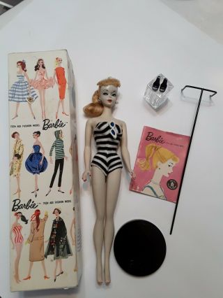 Vintage Barbie Ponytail 2 Blond - Tm Box,  Tm Stand,  1959 Gorgeous