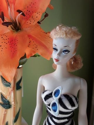 Vintage Barbie ponytail 2 blond - TM box,  tm stand,  1959 Gorgeous 3
