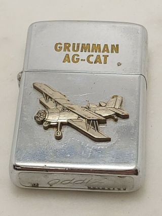 Rare Vintage 1950 - 1957 Zippo Pat.  2517191 Lighter " Grumman " Ag - Cat Bi - Plane