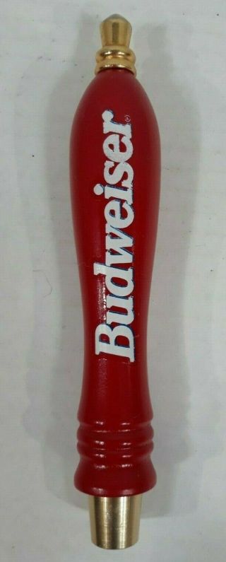 Vintage Budweiser Bud Red And White Wood Beer Bar Tap 7.  5 " Man Cave