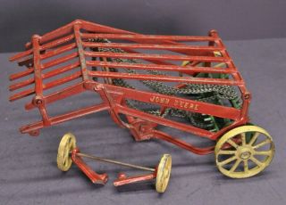 Antique Vintage Vindex Cast Iron John Deere Hay Loader Tractor Toy
