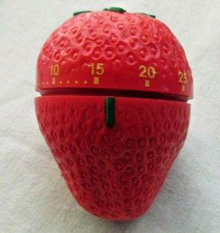 Vtg Strawberry Wind - Up 60 Minute Mechanical Kitchen / Egg Timer Well Frees