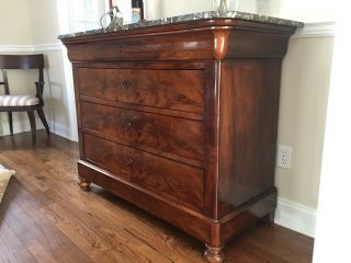 Antique Dresser French Louis Philippe Mahogany Commode With Marble Top