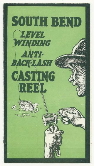 South Bend Bait Company Fishing Anti - Back Lash Casting Reel Brochure Circa 1920