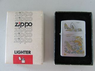 Vintage 1950’s Zippo Lighter With Trout Fishing Scene