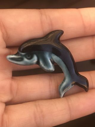 VINTAGE POOLE POTTERY 1970 ' S DOLPHIN PIN BROOCH 2