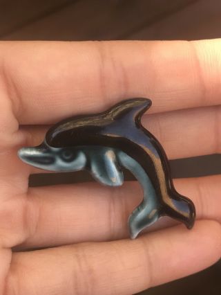 VINTAGE POOLE POTTERY 1970 ' S DOLPHIN PIN BROOCH 3