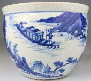 Antique Rare Chinese Porcelain Vase Jar Brush Pot Blue White - Kangxi Qing 18th