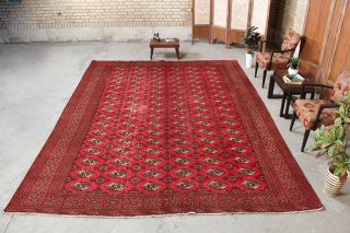 10x12 Vintage Oriental Handmade Wool Traditional Carpet Plaid Red Area Rug