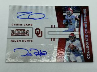 2020 Contenders Draft Ceedee Lamb Jalen Hurts Rc Dual Auto Cracked Ice 5/23 Ou