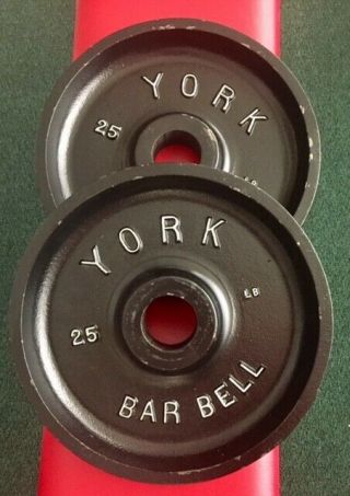 Ultra Rare Collectible Antique York Barbell 25 Lb Deep Dish Olympic Plates