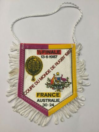 Rare Fanion Rugby Vintage Coupe Du Monde 1987 France Australie 30 - 24,  Pennant